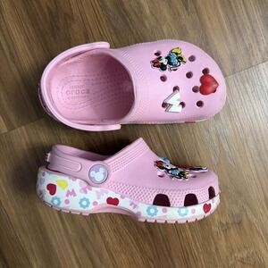 Crocs Toddler Girls Size 9 Pink Disney Minnie Mouse Slip On Shoes Vgc
